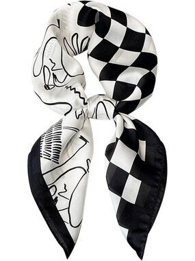 Satin Bandanas Head A35 Plaid Scarf Women Lightweight Silk Hair Wrap Sleep Scarf